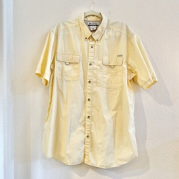 Columbia Other - Columbia Shirt Mens XLarge Yellow Casual Button Up Short Sleeve XL
